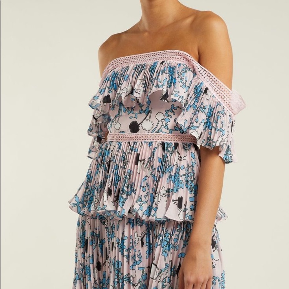 Self-Portrait Off The Shoulder Floral Mini Dress